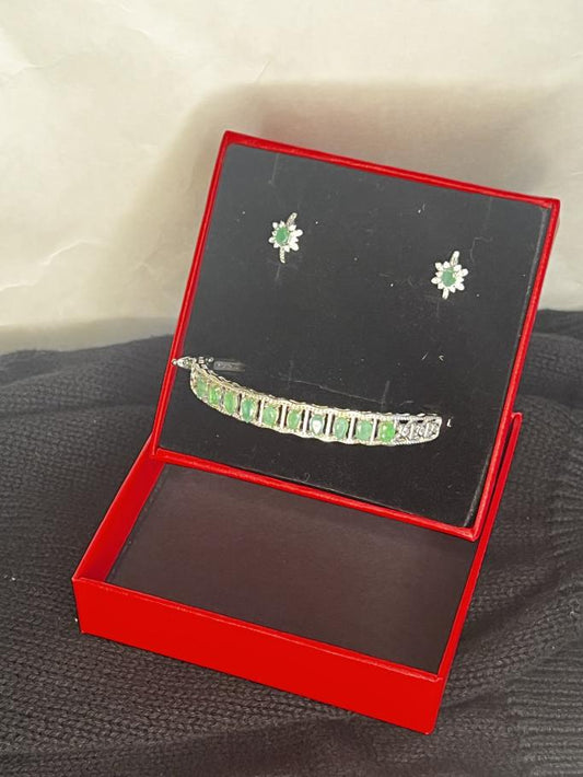 Emerald Bangle and Earrings